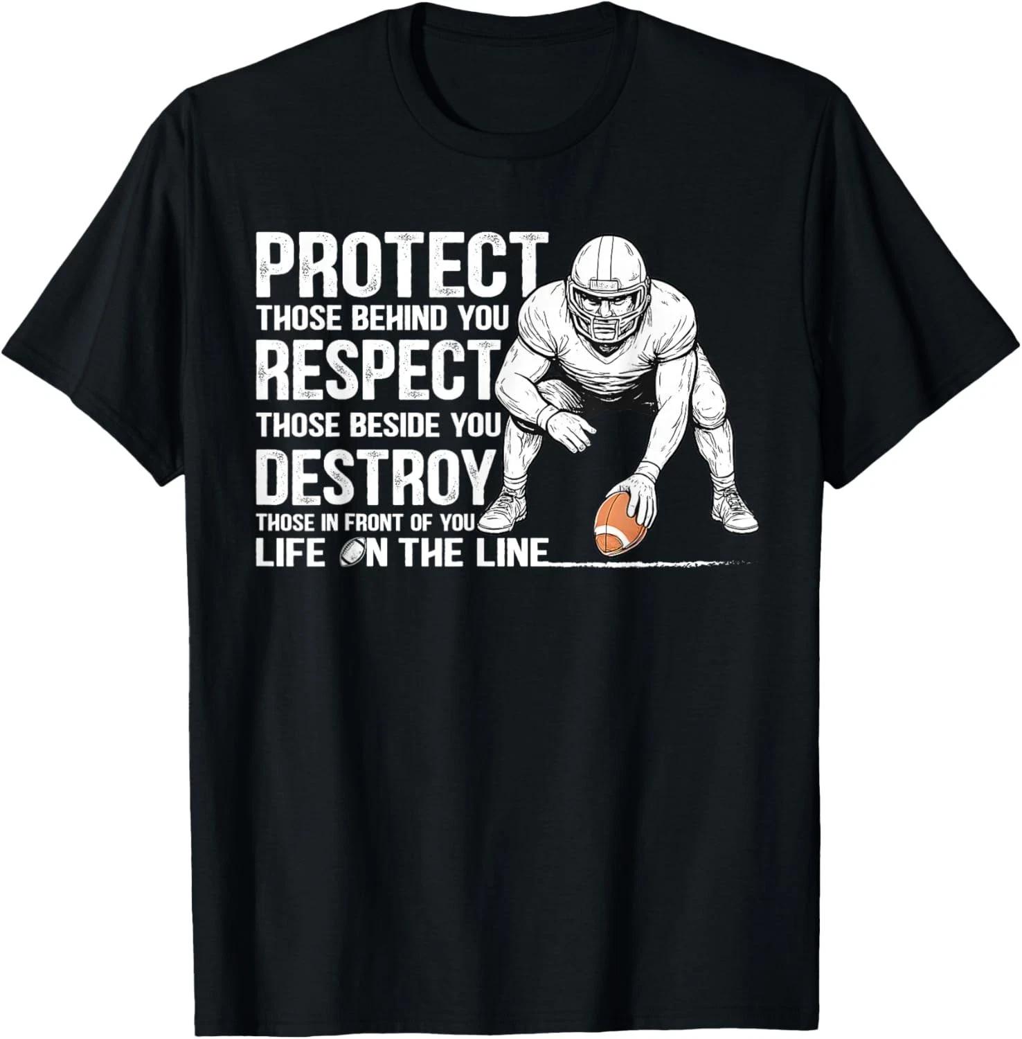 

Vintage Protect Respect Destroy Offensive Lineman Football Gift Unisex T-Shirt L