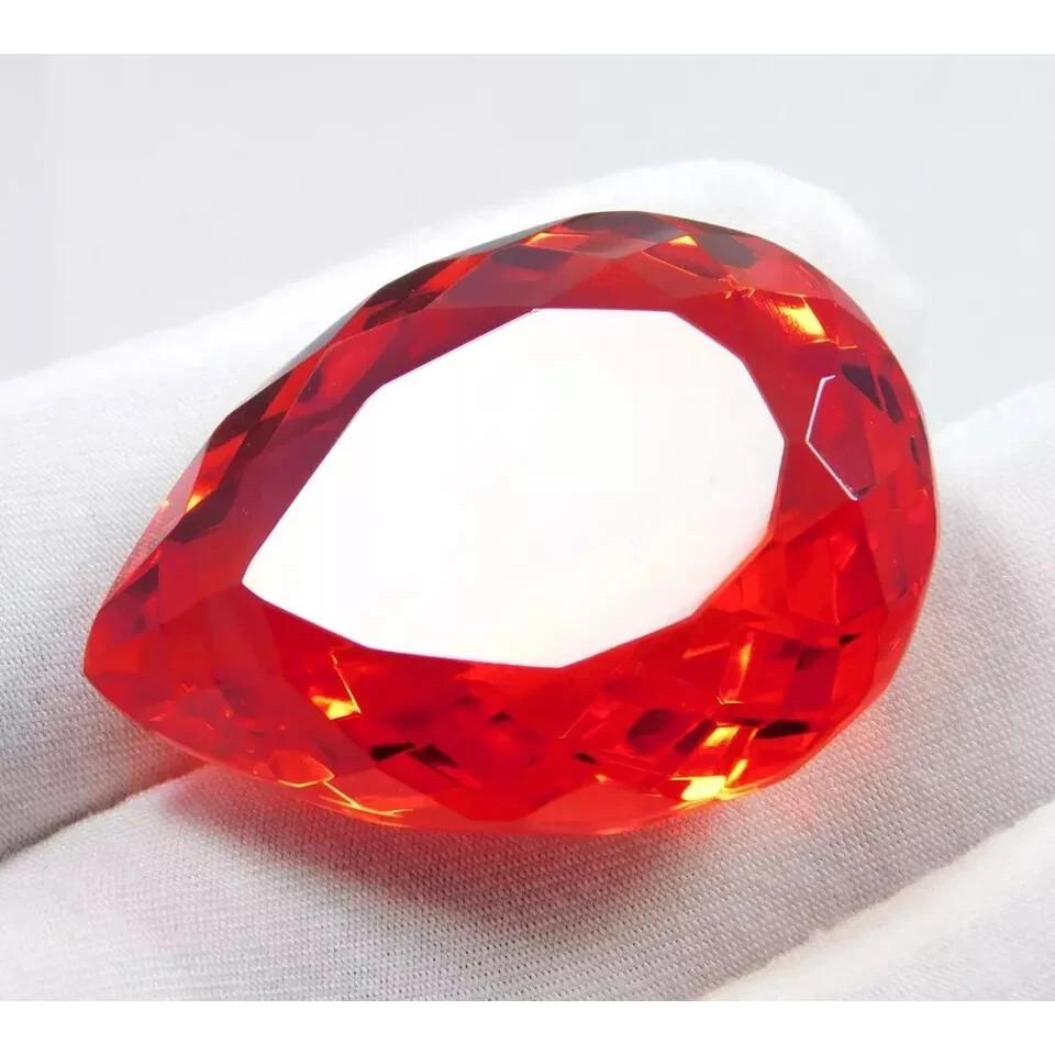 Stunning Natural Orange Fire Opal Mexican 80+ Ct Pear Cut Certified Gemstone