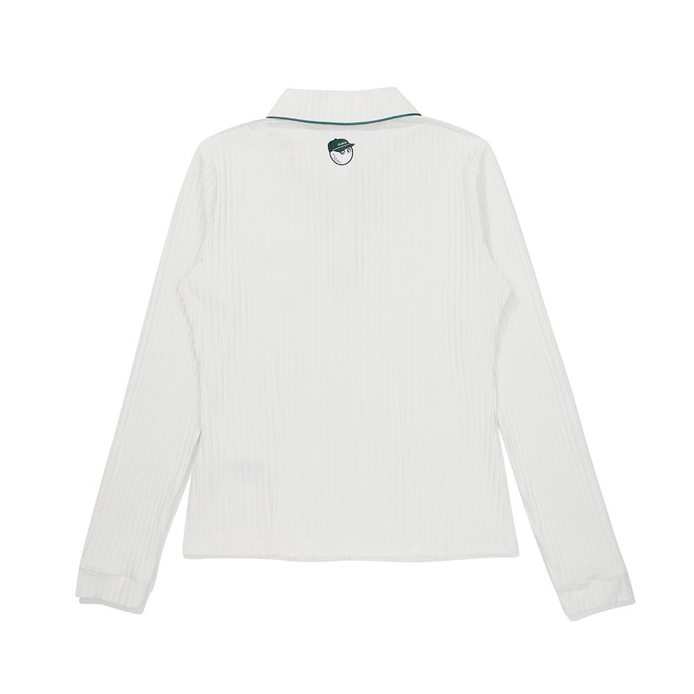 MALBON GOLF Women'S Color Block Piping Ribbed Collar T-Shirt Off White (Woman)