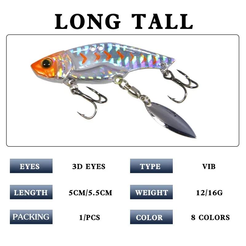 ALASICKA 1pcs Metal Vib Blade Glow Cicada Lure 50mm 55mm 12g 16g Sinking Tail Spinner Baits Bibe For Bass Pike Perch Fishing