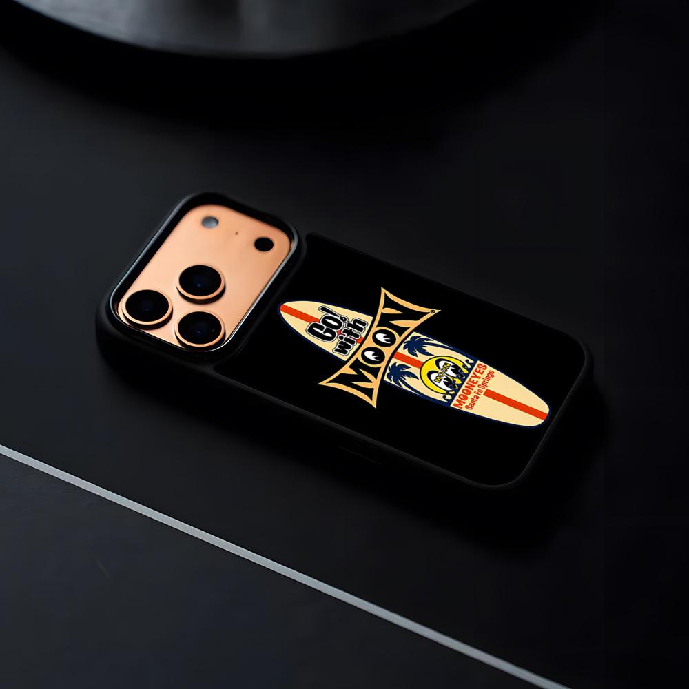 

M-Moon Eyes Face Phone Case For IPhone 17 16 15 14 13 12 Pro Max Plus Black Frame Hard Shell iPhone 12 mini