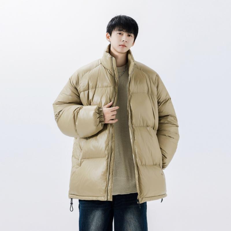 Fashionable and Simple Men's Loose Thickened Stand Collar Top Coat White Duck Down Jacket