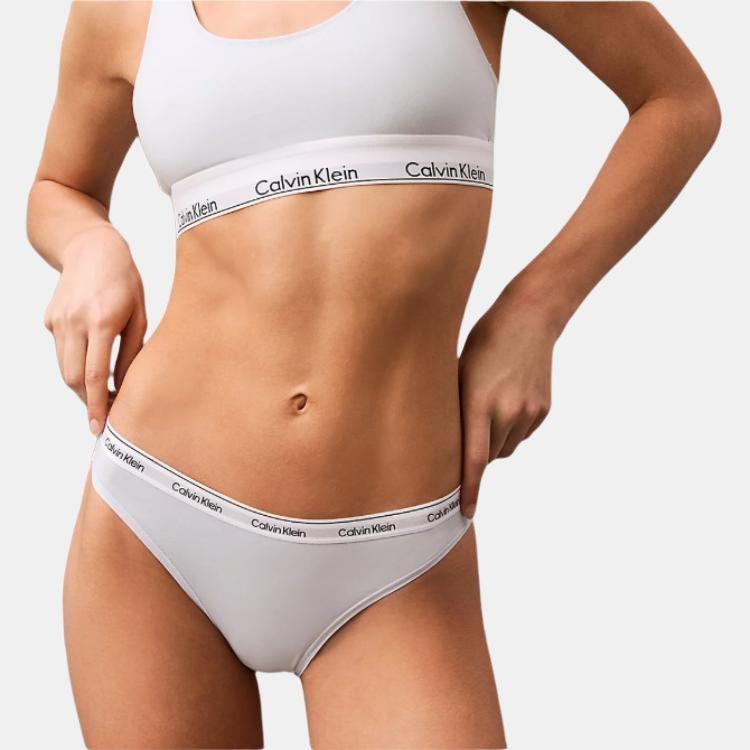 Calvin Klein Letter Waistband Mid-Rise Triangle Bikini Underwear Women Underwear Sky-Blue 000QD5044E-CIQ