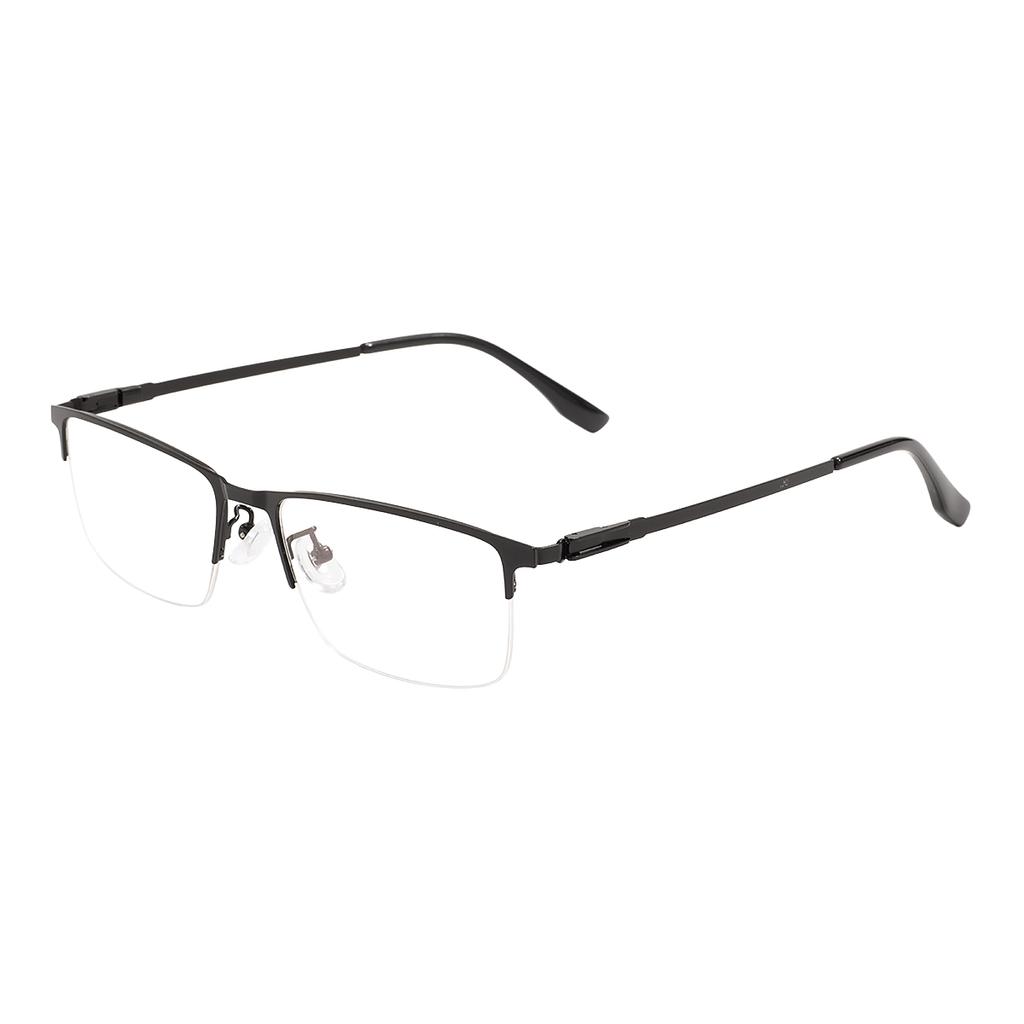Fashion Large Black Rectangle Metal Half Rim Eyeglasses Frame Big Men Business Spectacles For Myopia Optical Prescription Lenses