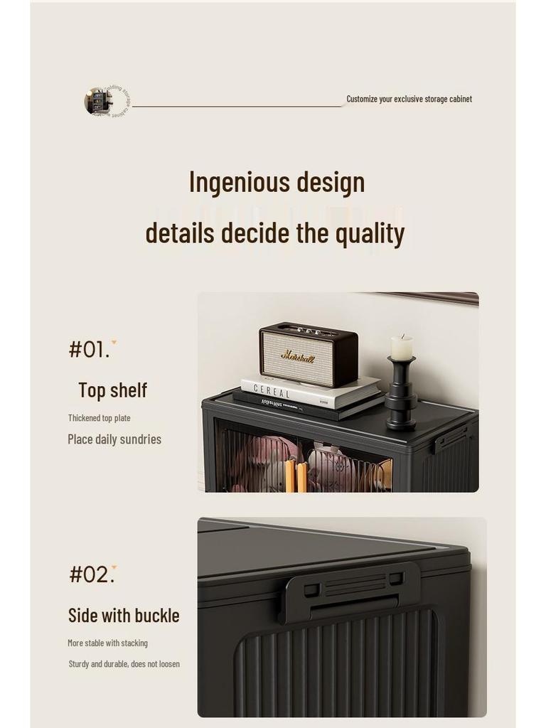 Foldable Plastic Storage Box with Wheels - Multi-layer Organizer Cabinet for Bedroom and Bedside