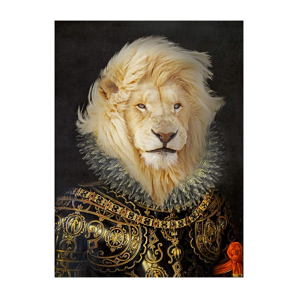 Engraçado Renascimento Retrato Pintura Tela Impressão Pôster Arte de Parede Cabeça de Animal Corpo Humano Imagem para Sala de Estar Decoração de Casa