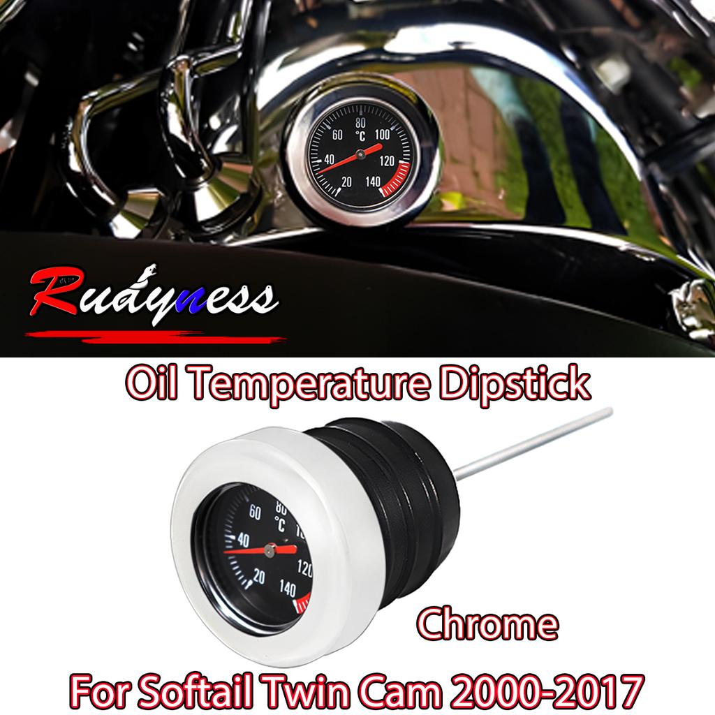 Motorcycle Black Chrome Oil Temperature Dipstick For Harley Softail Twin Cam Fat Boy Heritage Classic Slim 2000-2017