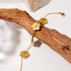 Gold Flower Charm Bracelet, Dainty 18K Gold Plated Wrist Chain for Women Everyday Jewelry Gift