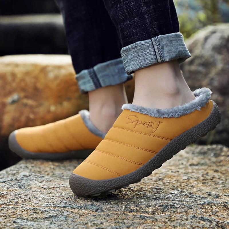 Fashion Slippers Men Winter Home Slippers Slides Unisex Cotton Shoes Plus Velvet Warm Waterproof Cloth Casual Shoes Male Big Size 47 48