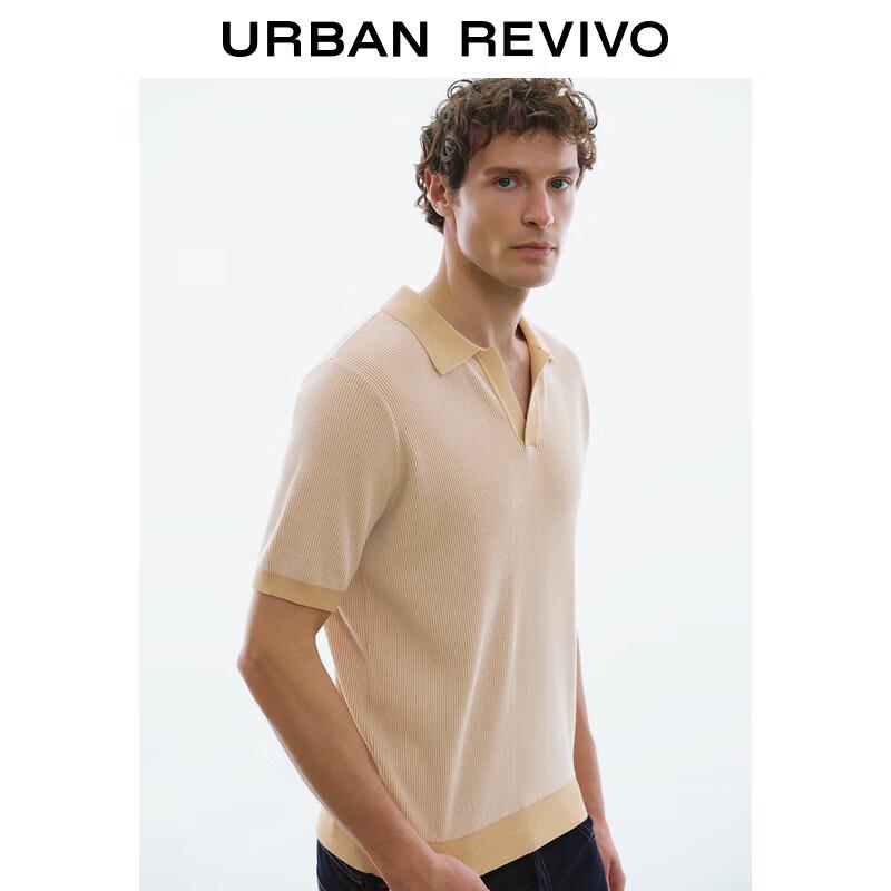 

UR Men s Ribbed Color Block Short Sleeve Knit Polo Shirt L