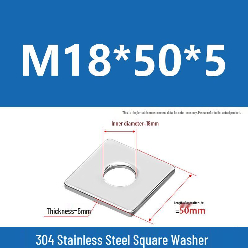 304 Stainless Steel Thickened Square Washer for Curtain Wall (M4-M16)