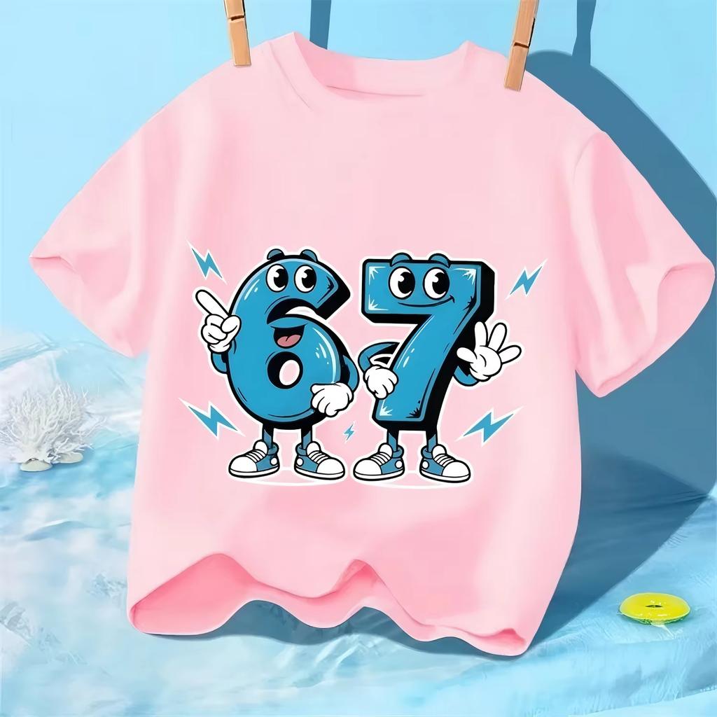 Kids 67 Themed Colorful Print TShirt Soft Cotton Fabric Breathable and Comfortable Ideal for Toddlers and Childrendf0317
