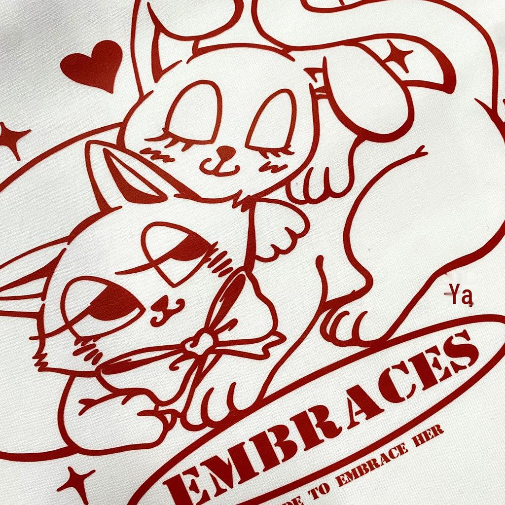 Hong Kong Style Cat Print Cotton T-Shirt for Men & Women - 2024 Summer Collection