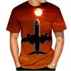Summer New Men's T-shirt 3D Printed Short Sleeved Airplane Pattern Fashion Trend Round Neck