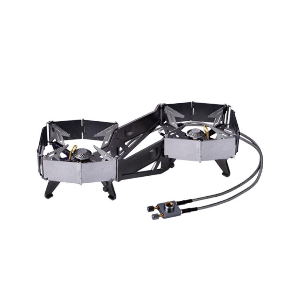 BRS-32 Portable Camping Stove Expandable Double Cooktop Outdoor Folding Gas Burner High Power Ground Stove Camping Furnace