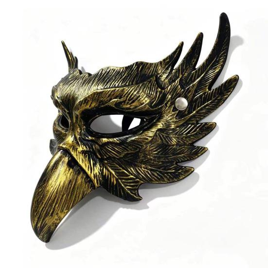 Halloween Cosplay Accessory Eagle Half Face Mask, Vintage Gold Decorative Party Mask Masquerade Gothic Props Venetian