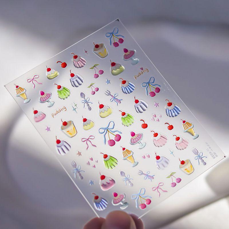 

2024 New Arrival Jelly Nail Stickers Ins Cute Dopamine Pudding Hot Glass Cartoon Fresh Fingernail Decoration Yo jelly [cute pudding] 4