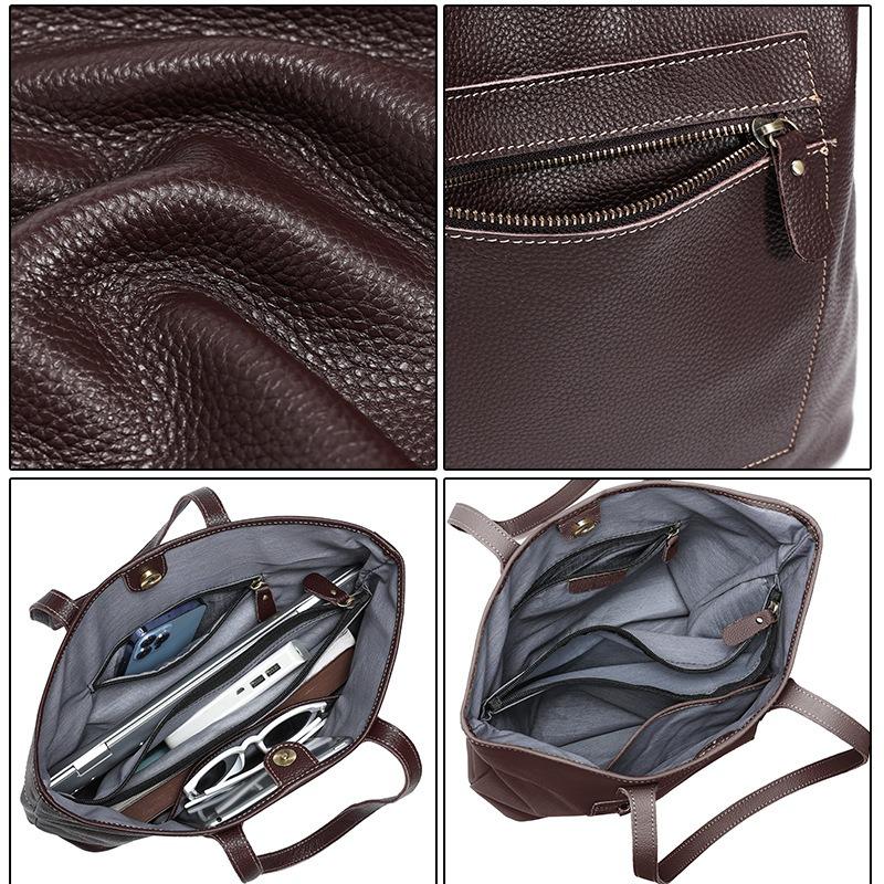 Leather women's bag women's commuter shoulder bag new versatile large-capacity tote bag bucket bag