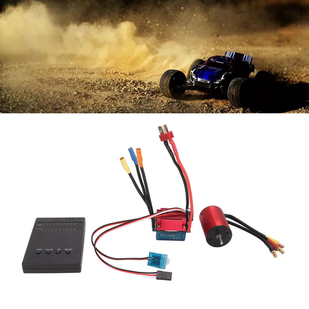 Brushless Motor ESC Set High Torsion Multiple Protection Programmable S35A Brushless ESC with Programmer for 1/14 1/16