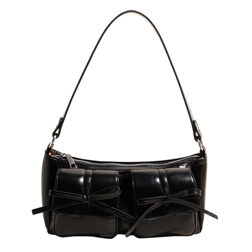 Winter Maillard retro ballet style bow multi-pocket underarm bag personalized versatile single shoulder messenger women's bag