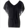 Neck V Womens Tunic Short Sleeve Chiffon Top Tshirt Plus Size Loose Tops Blouse