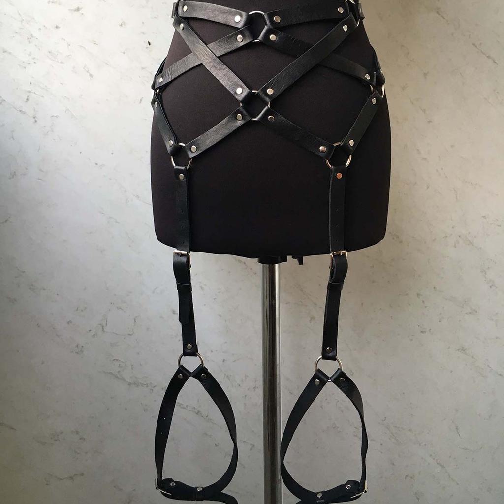 Pu Leather Thigh Garter Belt Leg Harness, Punk Pu Leather Leg Harness And Butt Harness, Party Dating Leg Harness.