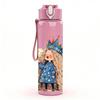 1PC Crown Bohemian Girl Portrait Print 750ml Color Plastic Sports Water Bottle Leakproof Flip Straw Lid Suitable for Sports Office Home Use