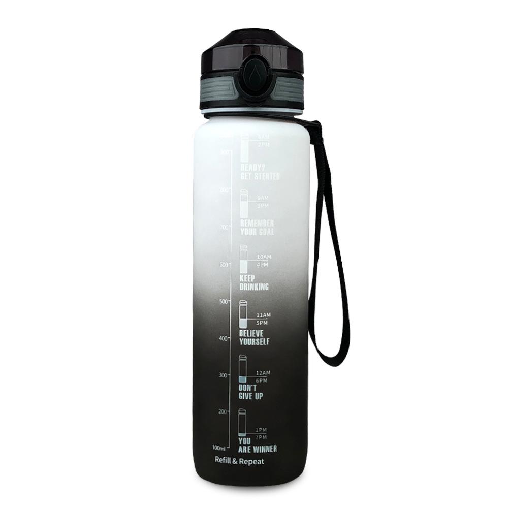 Gradient Tritan Sport Water Bottle - 1L Food-Grade Plastic Fitness Kettle