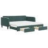 VidaXL Daybed and Trundle and Drawers Dark Green 100x200 Cm Velvet 3197144