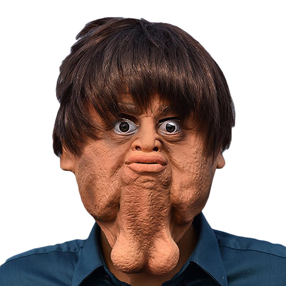 1x Funny Exaggerated Double Chin Latex Head Mask For Costume Party Cosplay Props