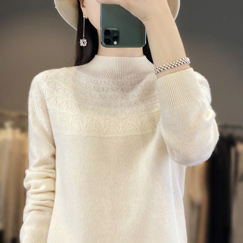 Skeleton Half-high Neck Bottoming Shirt Women's Fall and Winter Within The Lazy Loose Thin Knitted Sweater