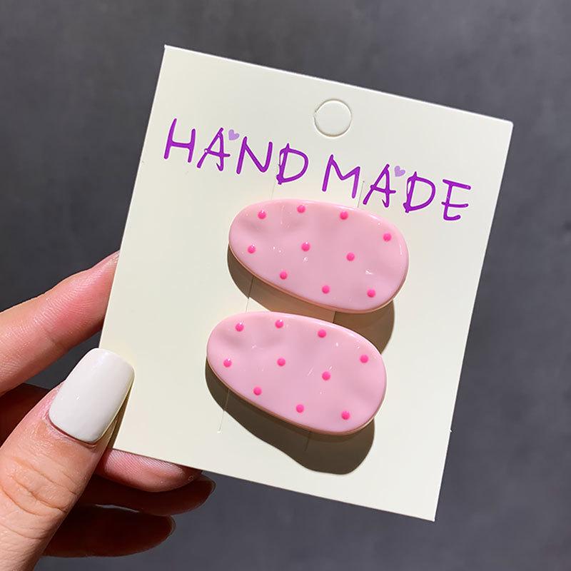 

Korean Style Cute Polka Dot Oval Hair Clip for Women and Girls - Non-Damaging Sweet BB Hairpin.