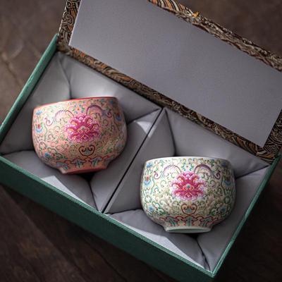 Silver Gilded Ceramic Tea Tasting Cup with Enamel Design - Master’s Single Cup, High-Grade Gift Box Packaging
