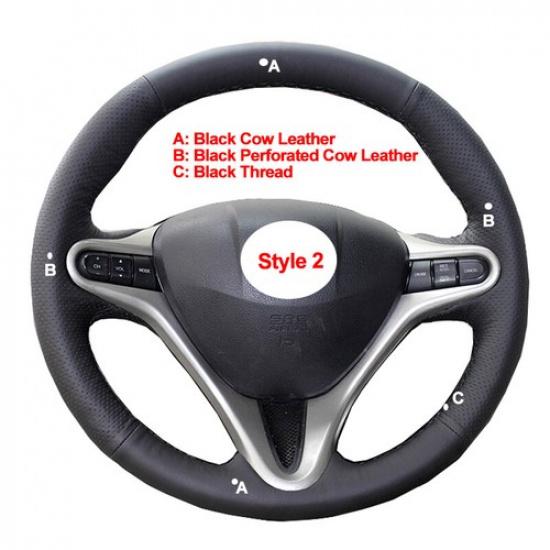 DIY Hand Sew Car Steering Wheel Cover For Honda Civic Civic 8 2006-2011 3-Spoke