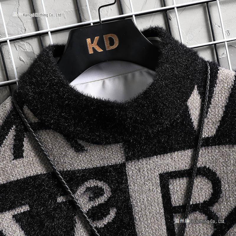 Men's Trendy Contrast Stripe Round Neck Sweater - Long Sleeve Knitwear for Autumn/Winter