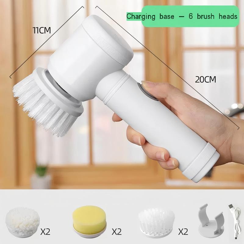 Electric Spin Scrubber Professional Cordless USB Rechargeable Automatic Handheld Cleaning Brush with 5 Brush Heads