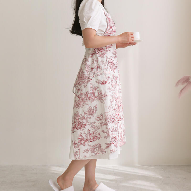 

Eos Toile Pocket Linen One-Piece Apron single color