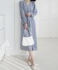 Ppaeppae Shoulder Shirred V-Neck Floral Long Dress