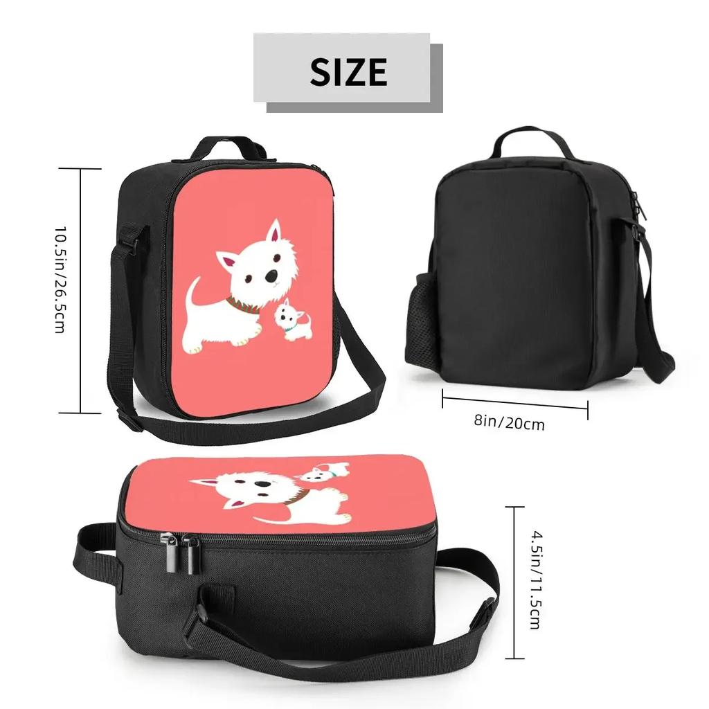 Cute Westie Puppy Dog Resuable Lunch Box for Leakproof West Highland White Terrier Cooler Thermal Food Insulated Lunch Bag