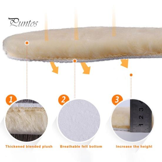 Wool Blend Insole 2 Pairs Shoe Insert Fall Winter Warm Thick Fuzzy Warmth Enhancing Soft Cushioning Men Women Snow Boot Inner Sole Foot Pad Plush