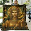 1pc Egyptian Goddess And Serpent Print Flannel Blanket Contemporary Style, All-Season Cozy Soft Throw for Bed, Travel, Camping, Living Room, Office, S