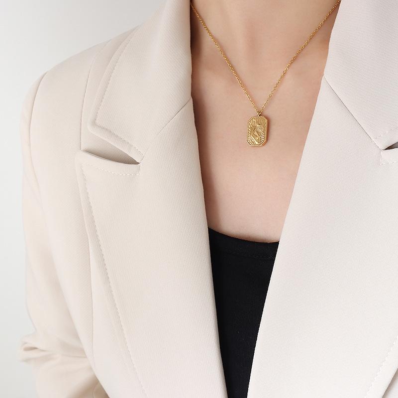 European Style Titanium Steel Moon Hand Gesture Pendant Necklace