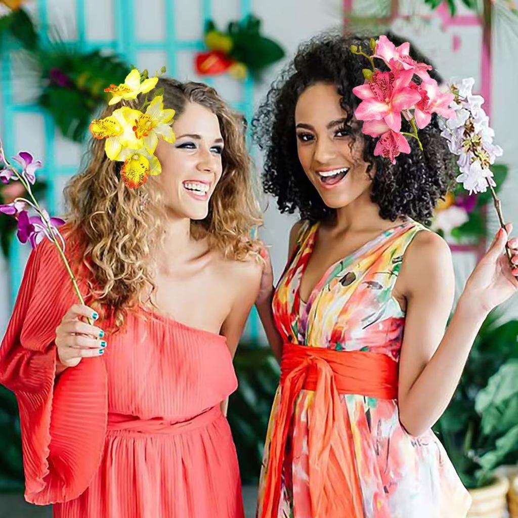 1pc Thai Orchid Hairpin Head Flower, Fairy Flower Headwear, Bride Bridesmaid Hair Coiled Side Clip, Suitable for Vacation