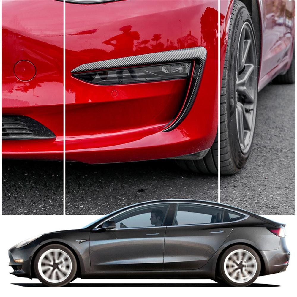 Kohlefaser-Optik Frontscheinwerfer-Augenbrauenabdeckung Zierleiste für Tesla Model 3 2017+