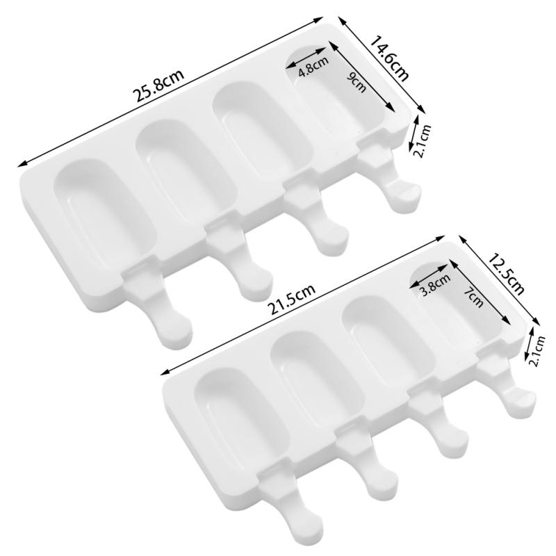 Hot! 4-Hole Silicone Ice Cream Maker Mold Popsicle Lolly Mould Ice Cube Tray Pan DIY Kitchen Tool