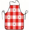 1pc Red & White Checkered Heart Print Apron with Adjustable Waistband - Suitable for Kitchen Cooking, Gardening, Orchard Picking, Christmas & Hallowee