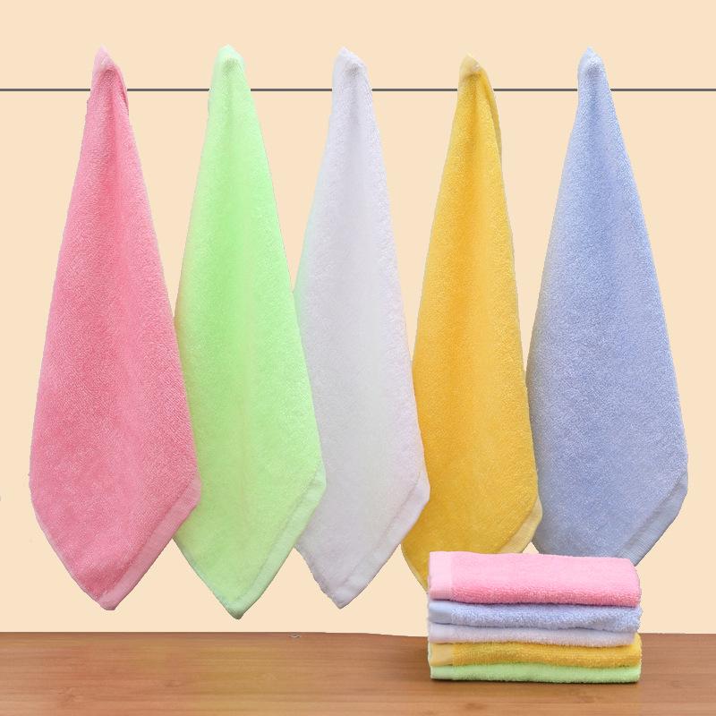 Bamboo Fiber Small 25x25 cm Absorbent Towel for Kids - Plain Color Handkerchief/Bib