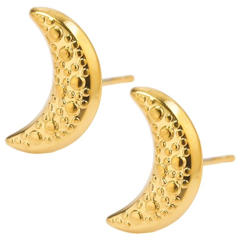 Never Fade Gold Color Earrings With Earplug Round Heart Shell Fashion Jewelry Stainless Steel Earrings For Women Men Accessories