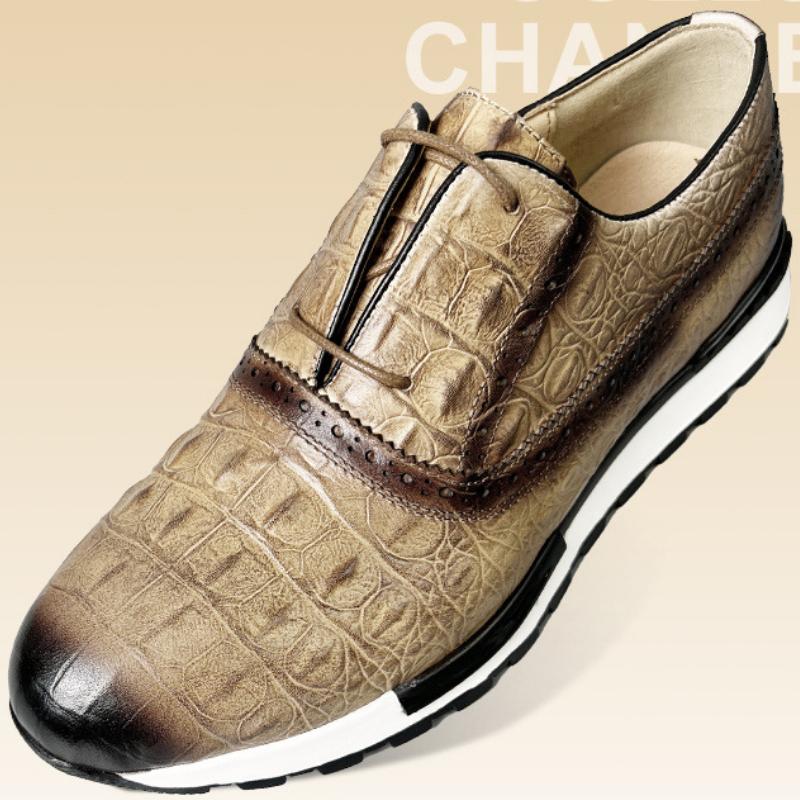 Fashion 2025 Fashion Luxury Designer Mens Oxfords Shoes Natural Cow Leather Crocodile Print Shoes B17