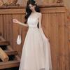 Fairycore Summer Women Midi Sweet Sundress O Neck Lace Patchwork Mesh Romantic Tank Dress Sleeveless Elegant Feminine Ladies' Dress
